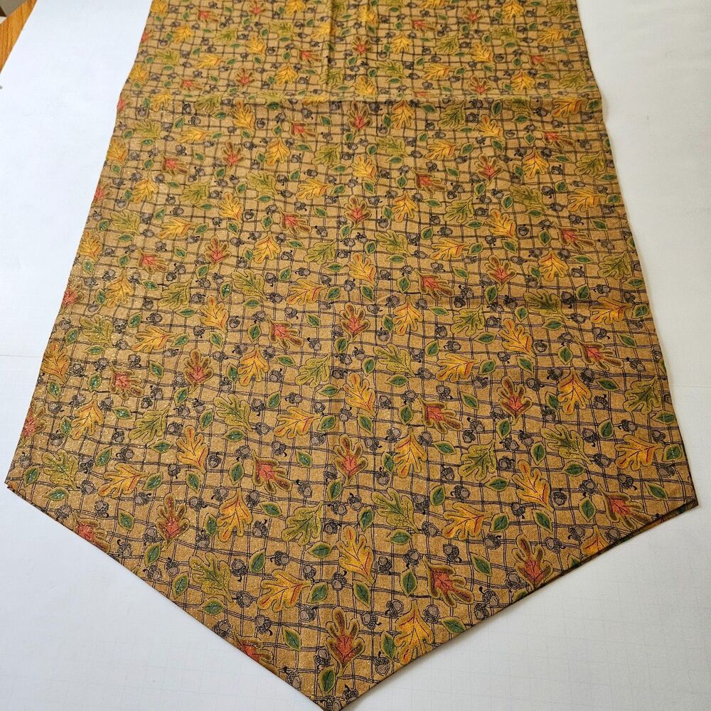 Autumn Leaves Table Runner 80x20.5" Brown Muted Colors Gold Sparkle Fall Decor